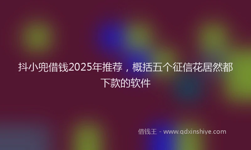 抖小兜借钱2025年推荐，概括五个征信花居然都下款的软件