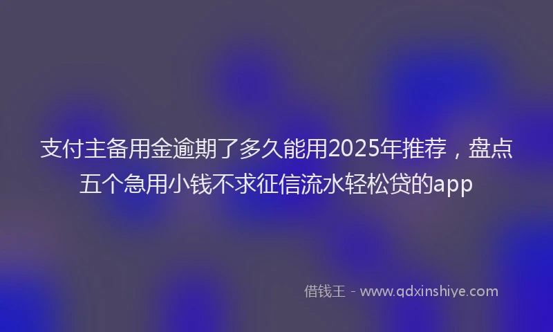 支付主备用金逾期了多久能用2025年推荐，盘点五个急用小钱不求征信流水轻松贷的app