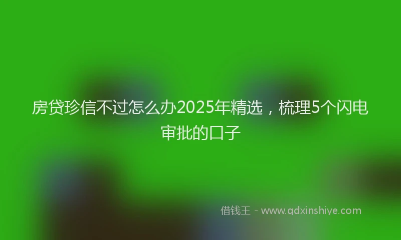 房贷珍信不过怎么办2025年精选，梳理5个闪电审批的口子