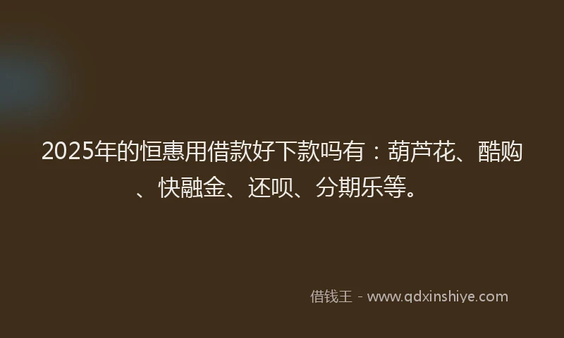 2025年的恒惠用借款好下款吗有：葫芦花、酷购、快融金、还呗、分期乐等。