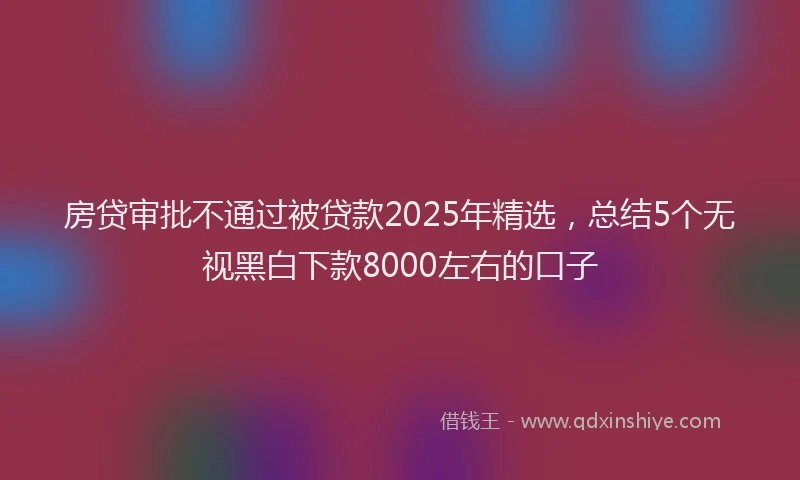 房贷审批不通过被贷款2025年精选，总结5个无视黑白下款8000左右的口子
