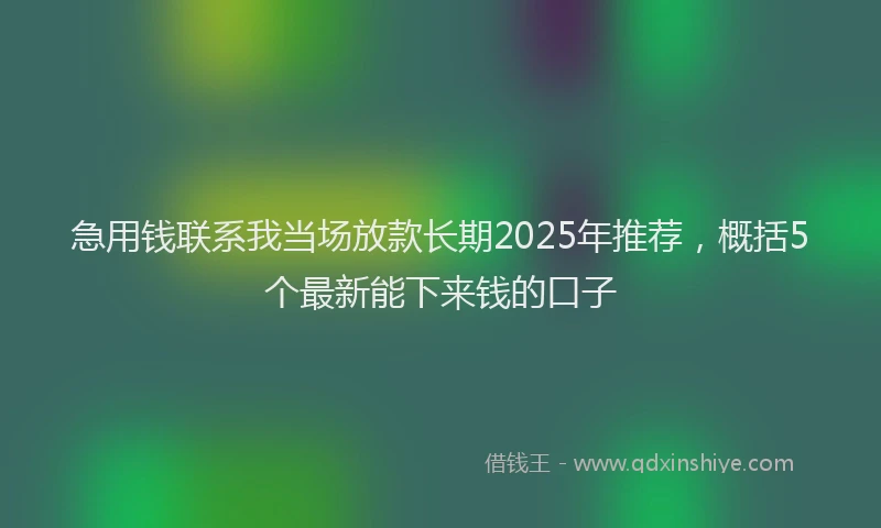 急用钱联系我当场放款长期2025年推荐，概括5个最新能下来钱的口子