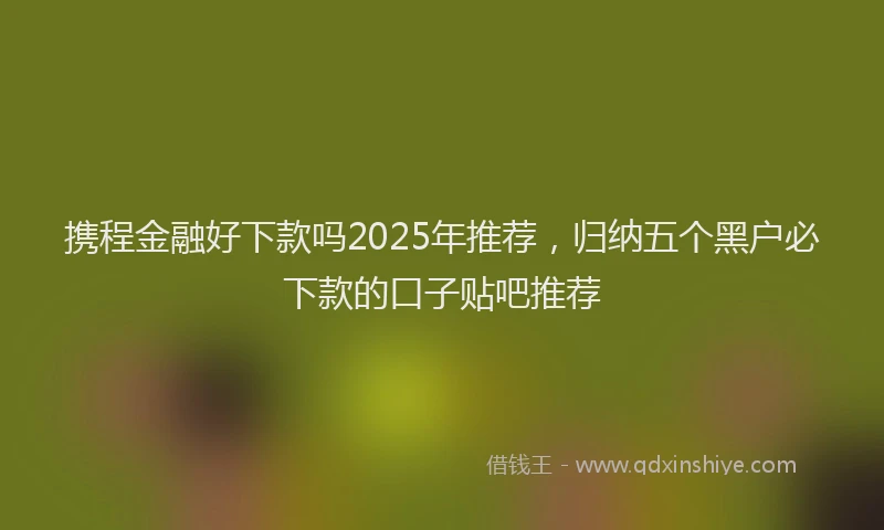 携程金融好下款吗2025年推荐，归纳五个黑户必下款的口子贴吧推荐