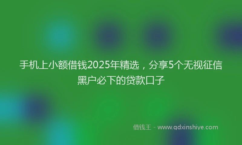 手机上小额借钱2025年精选，分享5个无视征信黑户必下的贷款口子