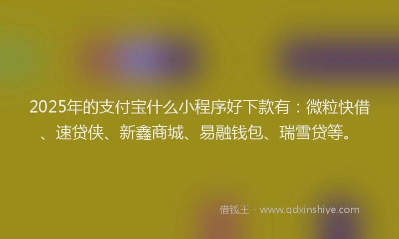 2025年的支付宝什么小程序好下款有：微粒快借、速贷侠、新鑫商城、易融钱包、瑞雪贷等。
