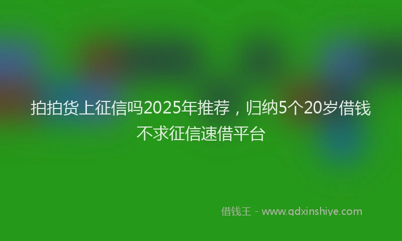 拍拍货上征信吗2025年推荐，归纳5个20岁借钱不求征信速借平台