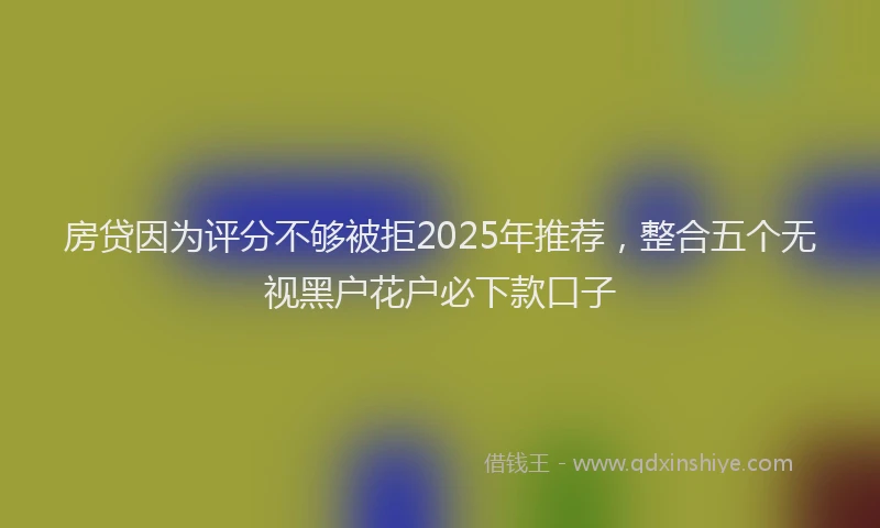 房贷因为评分不够被拒2025年推荐，整合五个无视黑户花户必下款口子