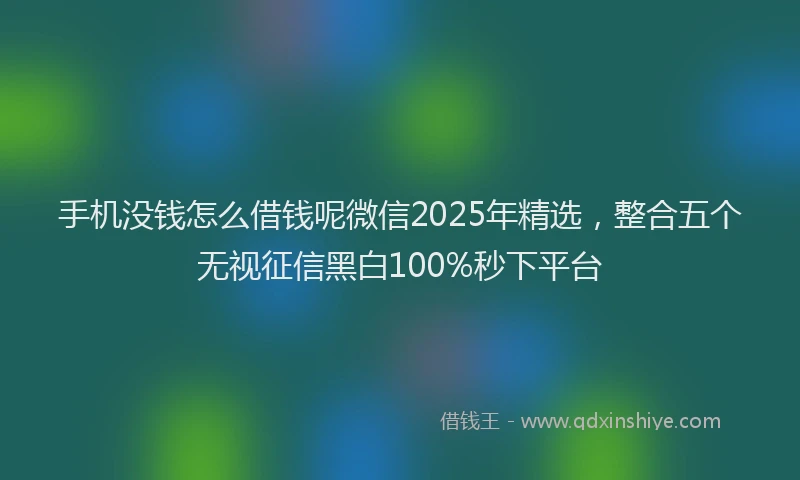 手机没钱怎么借钱呢微信2025年精选，整合五个无视征信黑白100%秒下平台