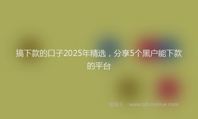 搞下款的口子2025年精选，分享5个黑户能下款的平台