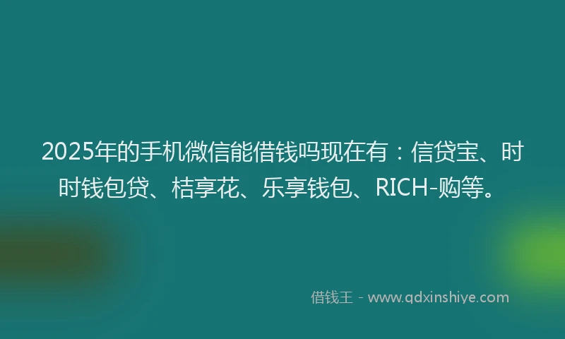 2025年的手机微信能借钱吗现在有：信贷宝、时时钱包贷、桔享花、乐享钱包、RICH-购等。