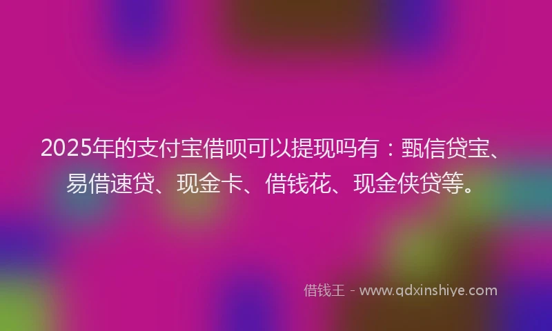 2025年的支付宝借呗可以提现吗有：甄信贷宝、易借速贷、现金卡、借钱花、现金侠贷等。