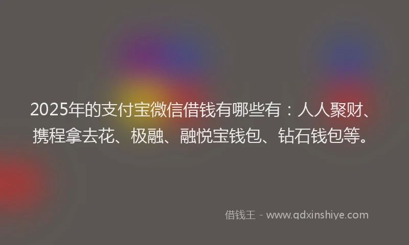 2025年的支付宝微信借钱有哪些有：人人聚财、携程拿去花、极融、融悦宝钱包、钻石钱包等。