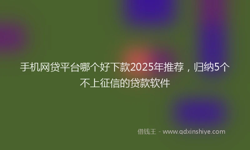 手机网贷平台哪个好下款2025年推荐，归纳5个不上征信的贷款软件