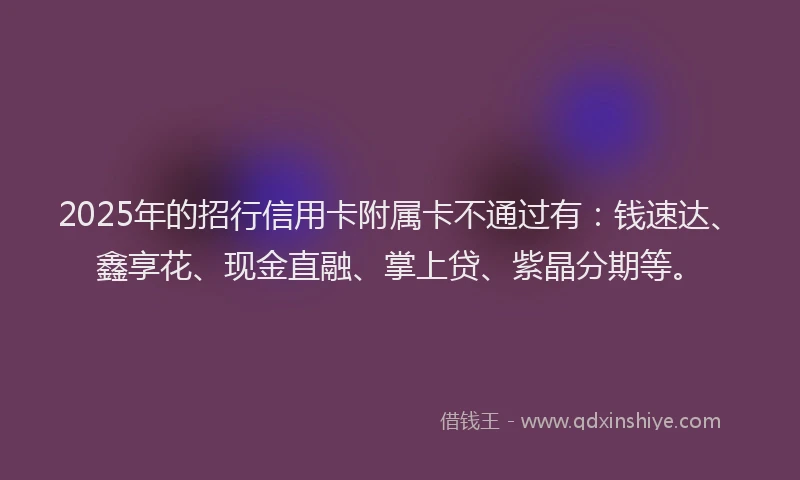 2025年的招行信用卡附属卡不通过有：钱速达、鑫享花、现金直融、掌上贷、紫晶分期等。