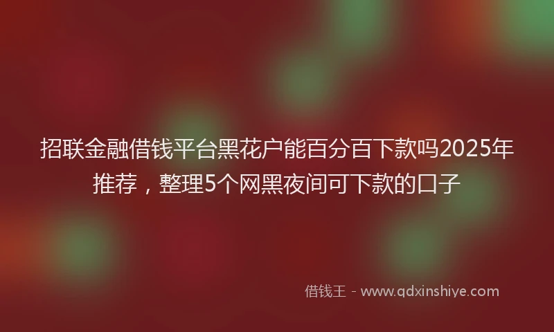 招联金融借钱平台黑花户能百分百下款吗2025年推荐，整理5个网黑夜间可下款的口子