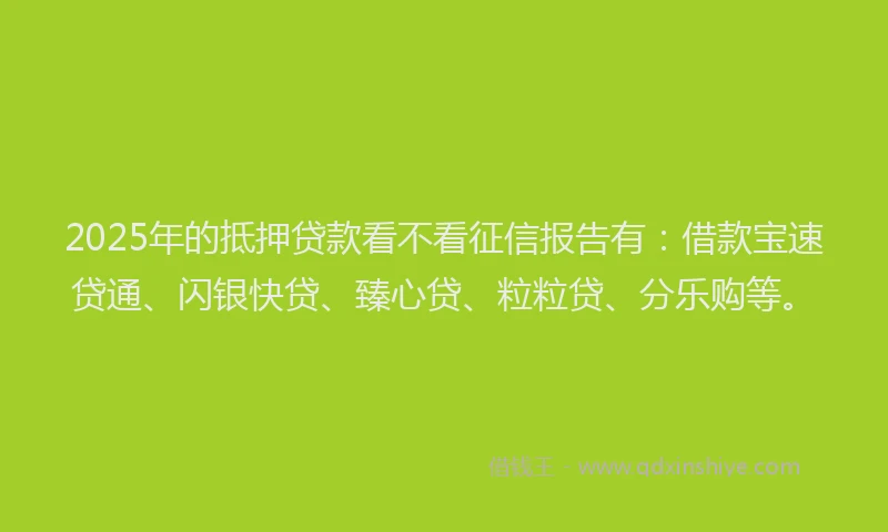 2025年的抵押贷款看不看征信报告有：借款宝速贷通、闪银快贷、臻心贷、粒粒贷、分乐购等。