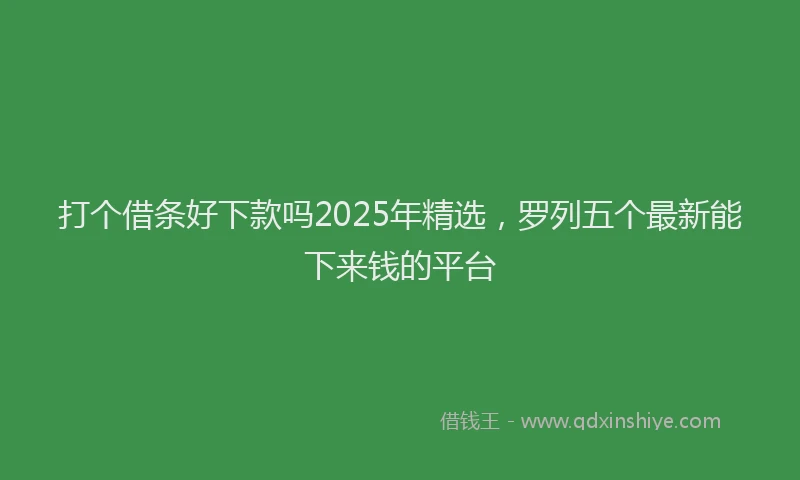 打个借条好下款吗2025年精选，罗列五个最新能下来钱的平台