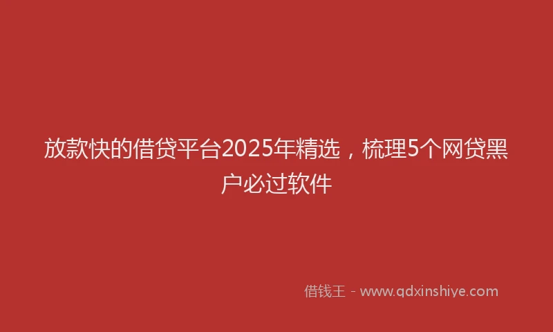 放款快的借贷平台2025年精选，梳理5个网贷黑户必过软件