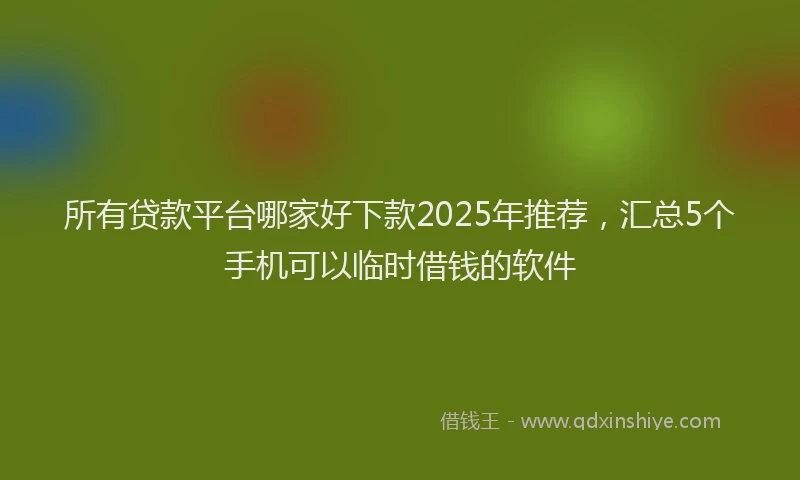 所有贷款平台哪家好下款2025年推荐，汇总5个手机可以临时借钱的软件