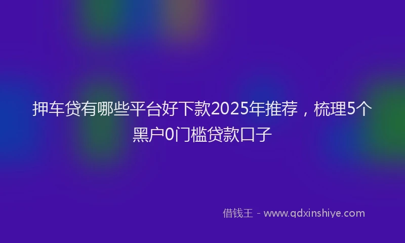 押车贷有哪些平台好下款2025年推荐，梳理5个黑户0门槛贷款口子