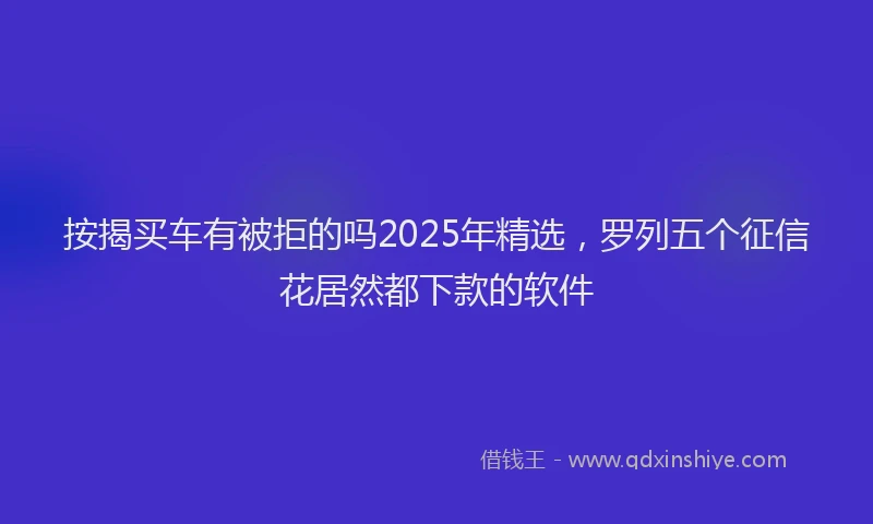 按揭买车有被拒的吗2025年精选，罗列五个征信花居然都下款的软件