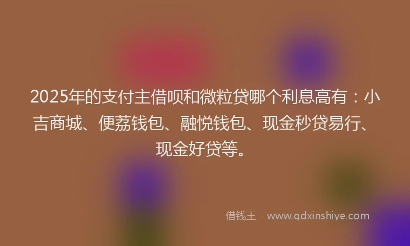2025年的支付主借呗和微粒贷哪个利息高有：小吉商城、便荔钱包、融悦钱包、现金秒贷易行、现金好贷等。