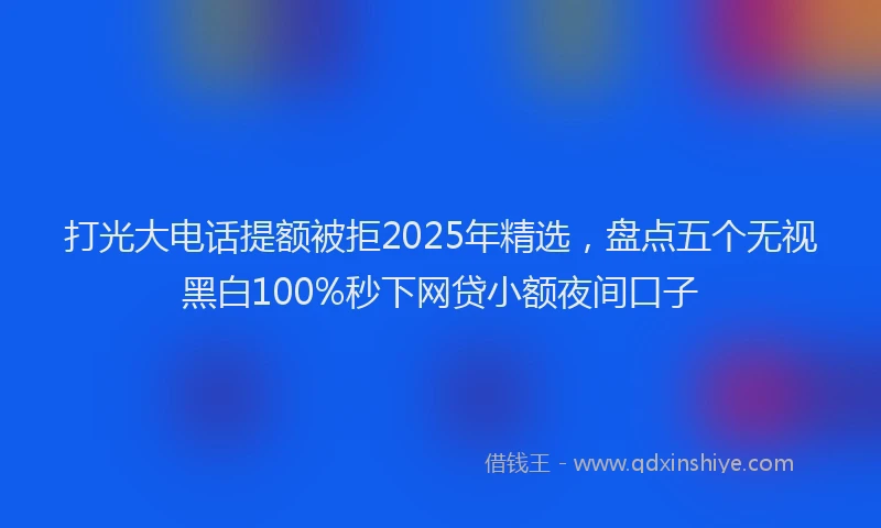 打光大电话提额被拒2025年精选，盘点五个无视黑白100%秒下网贷小额夜间口子
