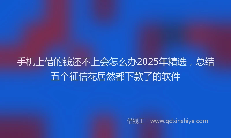 手机上借的钱还不上会怎么办2025年精选，总结五个征信花居然都下款了的软件