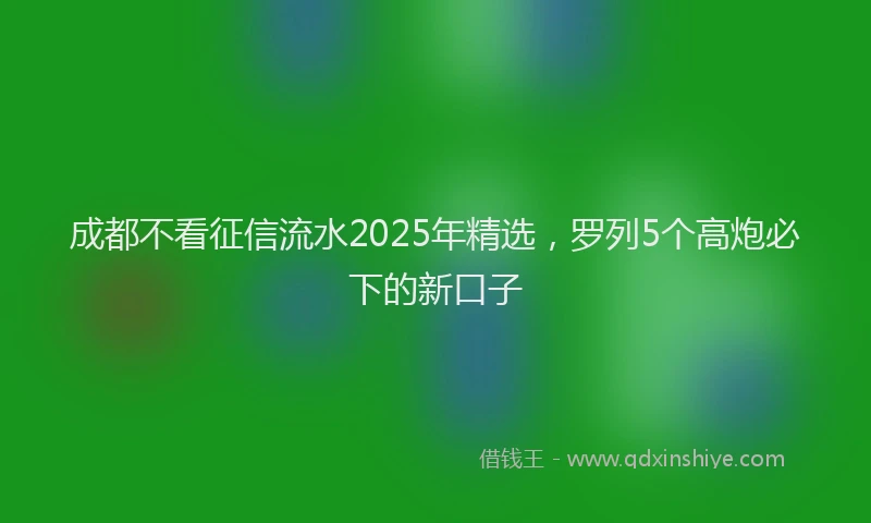 成都不看征信流水2025年精选，罗列5个高炮必下的新口子