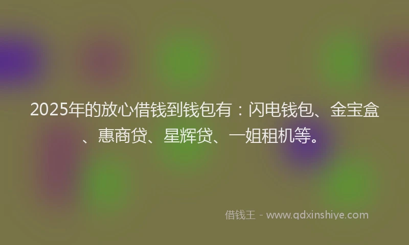 2025年的放心借钱到钱包有：闪电钱包、金宝盒、惠商贷、星辉贷、一姐租机等。