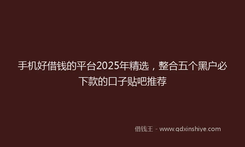 手机好借钱的平台2025年精选，整合五个黑户必下款的口子贴吧推荐