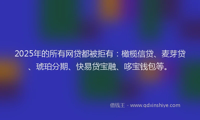 2025年的所有网贷都被拒有：橄榄信贷、麦芽贷、琥珀分期、快易贷宝融、哆宝钱包等。