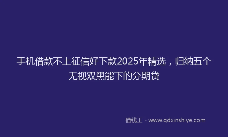 手机借款不上征信好下款2025年精选，归纳五个无视双黑能下的分期贷