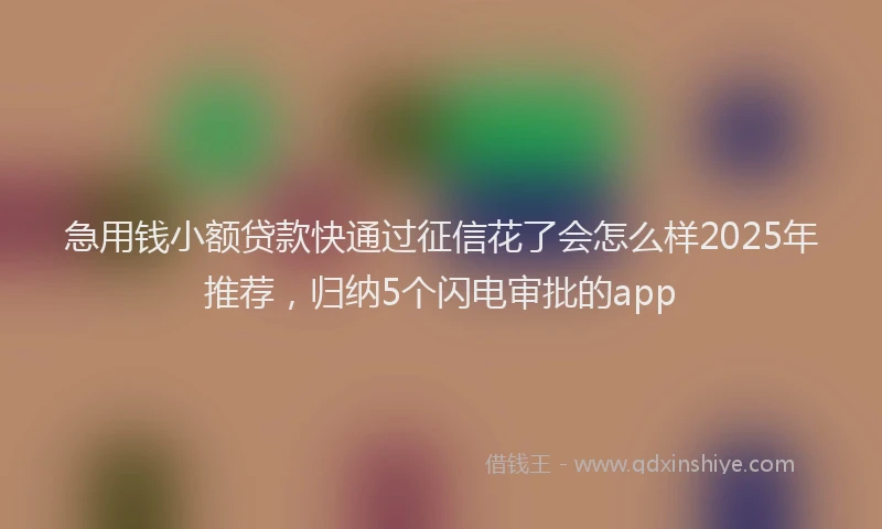 急用钱小额贷款快通过征信花了会怎么样2025年推荐，归纳5个闪电审批的app
