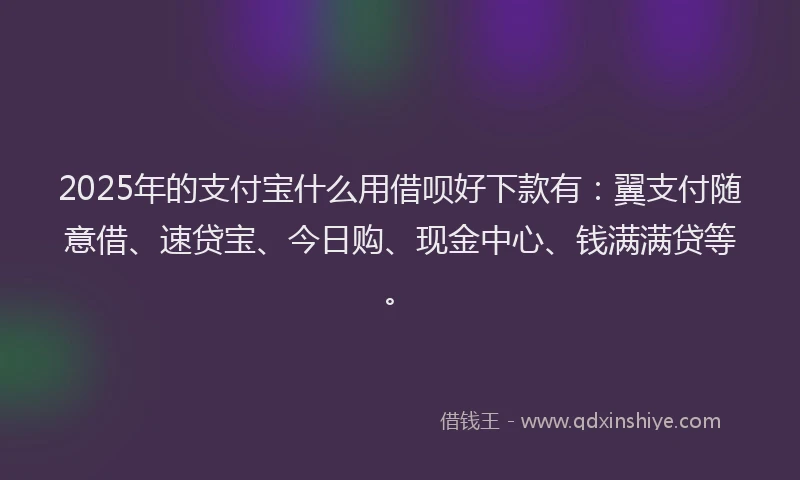 2025年的支付宝什么用借呗好下款有：翼支付随意借、速贷宝、今日购、现金中心、钱满满贷等。
