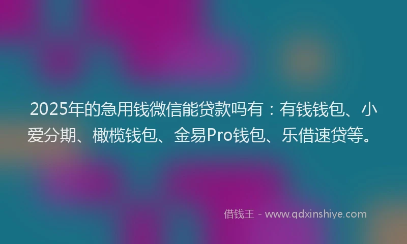 2025年的急用钱微信能贷款吗有：有钱钱包、小爱分期、橄榄钱包、金易Pro钱包、乐借速贷等。