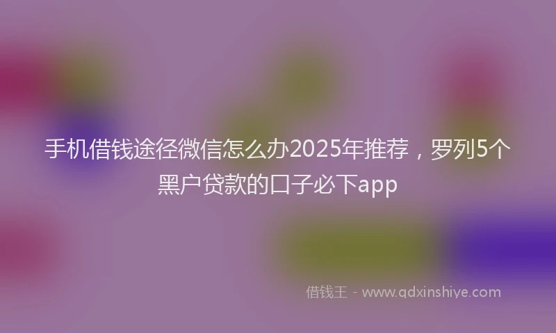 手机借钱途径微信怎么办2025年推荐，罗列5个黑户贷款的口子必下app