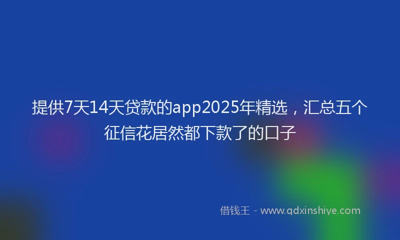 提供7天14天贷款的app2025年精选，汇总五个征信花居然都下款了的口子
