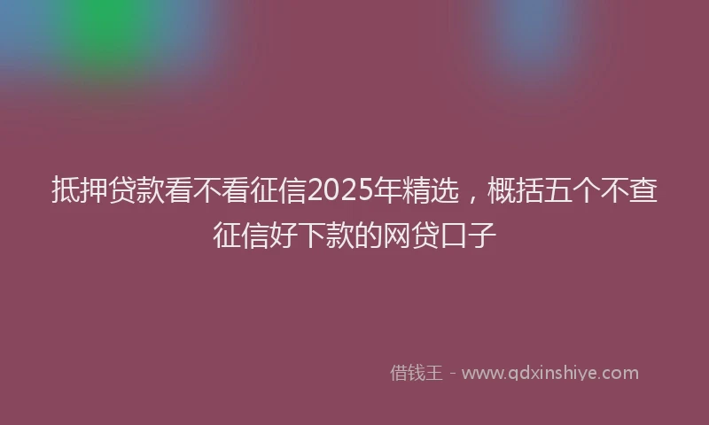 抵押贷款看不看征信2025年精选，概括五个不查征信好下款的网贷口子