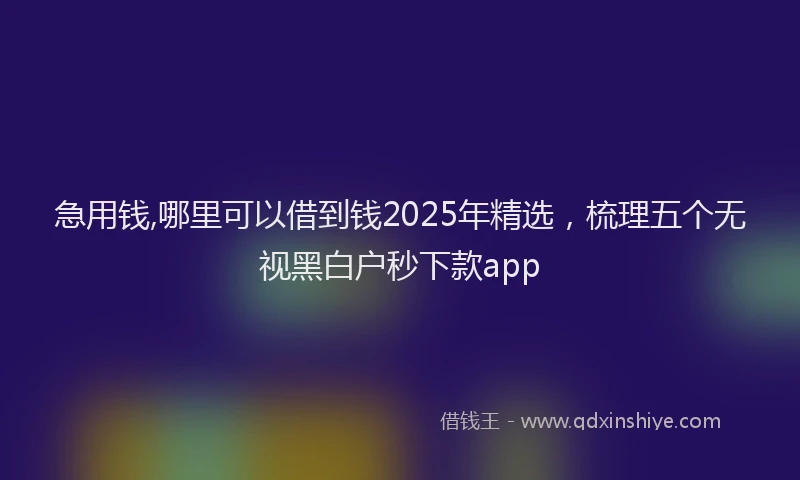 急用钱,哪里可以借到钱2025年精选，梳理五个无视黑白户秒下款app