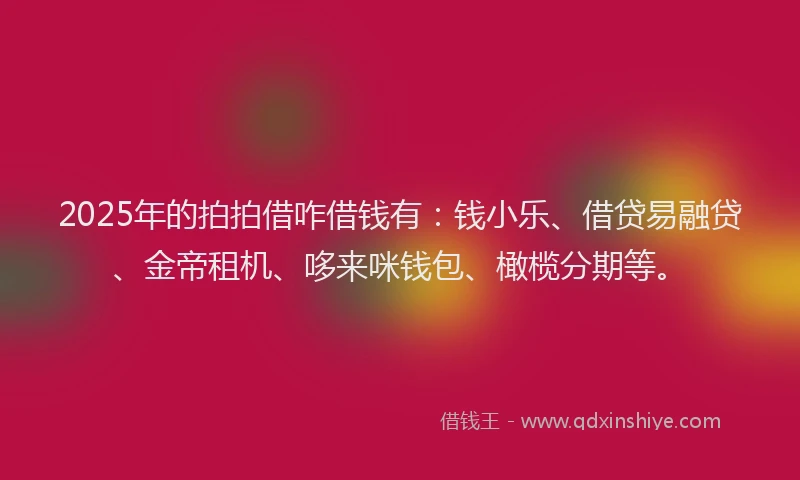 2025年的拍拍借咋借钱有：钱小乐、借贷易融贷、金帝租机、哆来咪钱包、橄榄分期等。
