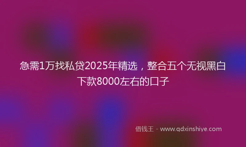 急需1万找私贷2025年精选，整合五个无视黑白下款8000左右的口子