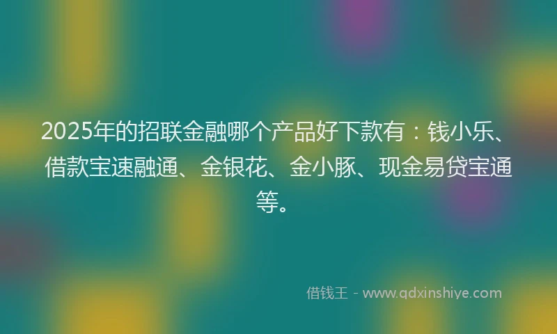 2025年的招联金融哪个产品好下款有：钱小乐、借款宝速融通、金银花、金小豚、现金易贷宝通等。