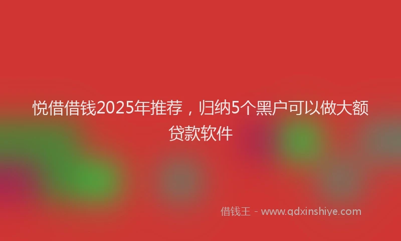 悦借借钱2025年推荐，归纳5个黑户可以做大额贷款软件