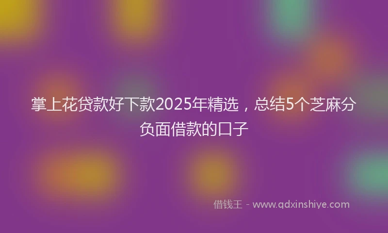 掌上花贷款好下款2025年精选，总结5个芝麻分负面借款的口子