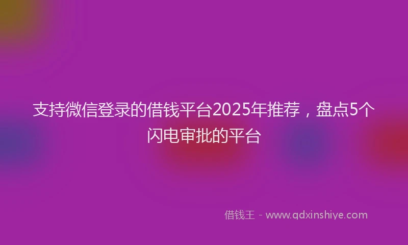 支持微信登录的借钱平台2025年推荐，盘点5个闪电审批的平台