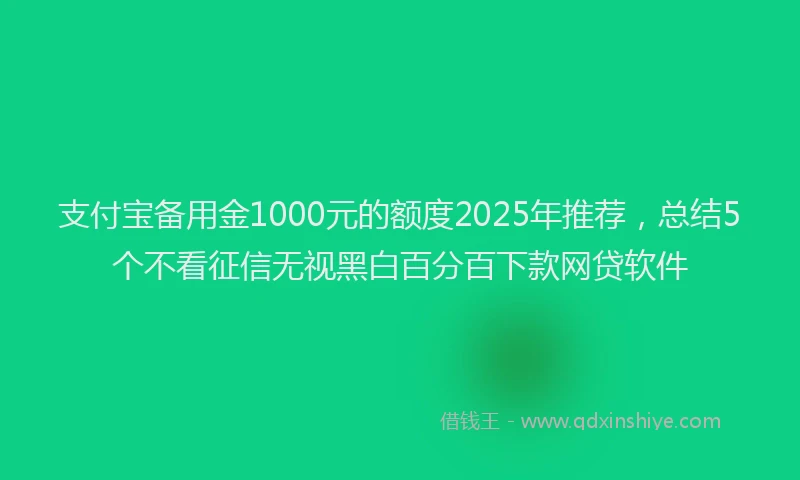 支付宝备用金1000元的额度2025年推荐，总结5个不看征信无视黑白百分百下款网贷软件