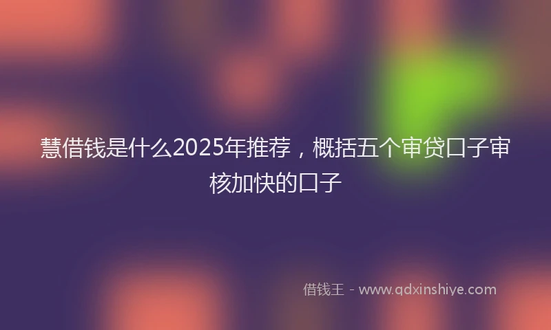 慧借钱是什么2025年推荐，概括五个审贷口子审核加快的口子