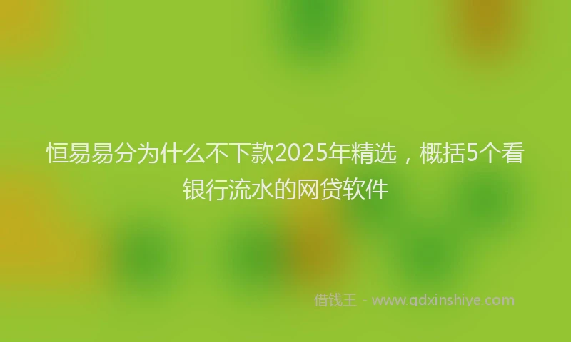 恒易易分为什么不下款2025年精选，概括5个看银行流水的网贷软件