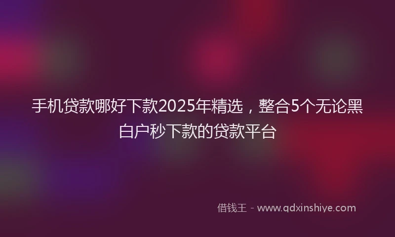 手机贷款哪好下款2025年精选，整合5个无论黑白户秒下款的贷款平台